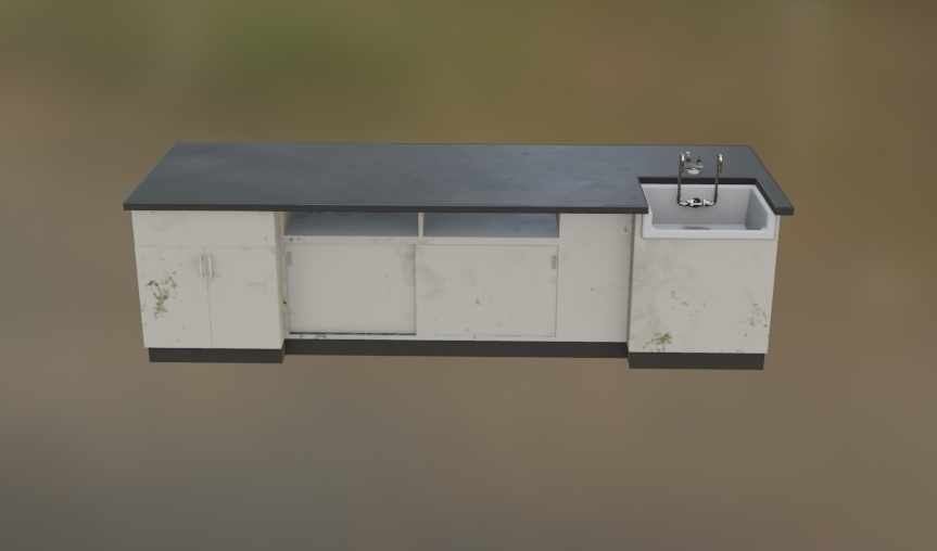 【ローポリ】理科室 実験台B