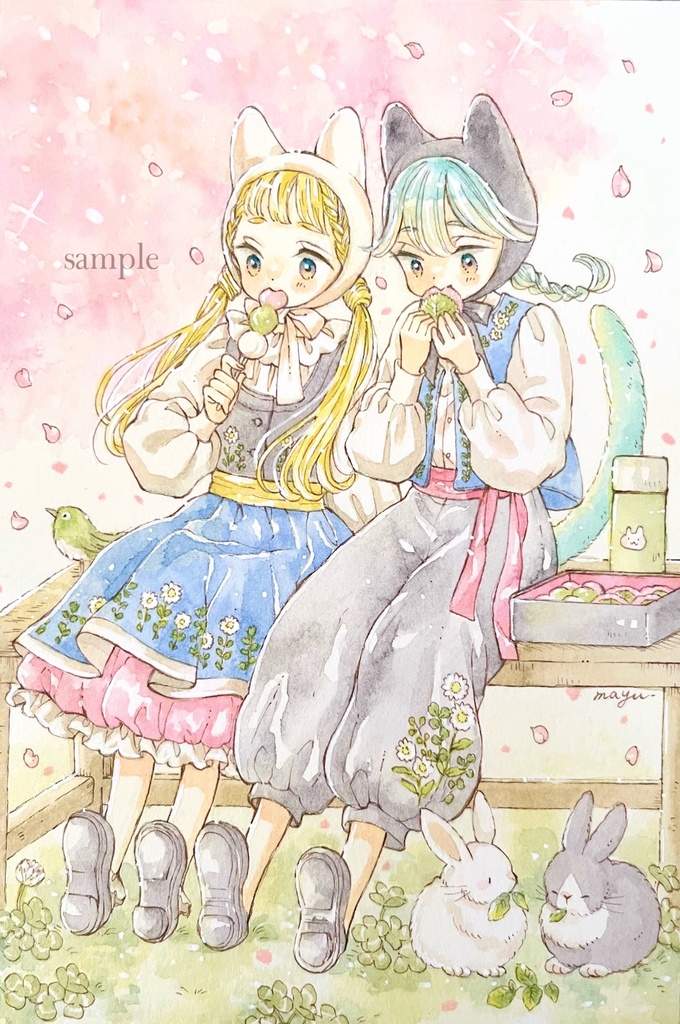 ねこねこ族、花より団子