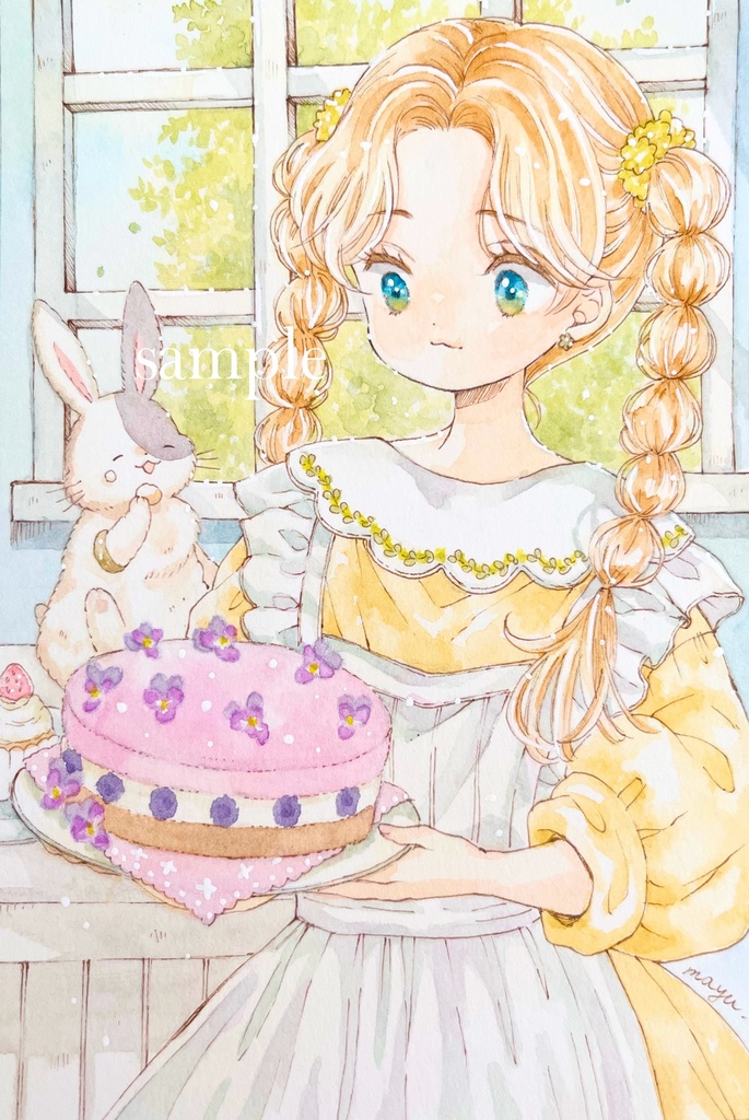 魔女のココとスミレのケーキ、使い魔マカロンはおやつ中