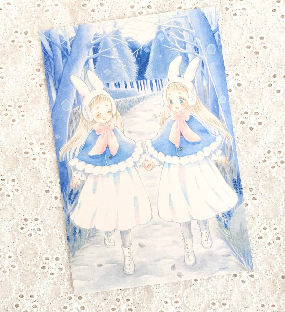 ポストカード「冬晴れのさんぽ道」