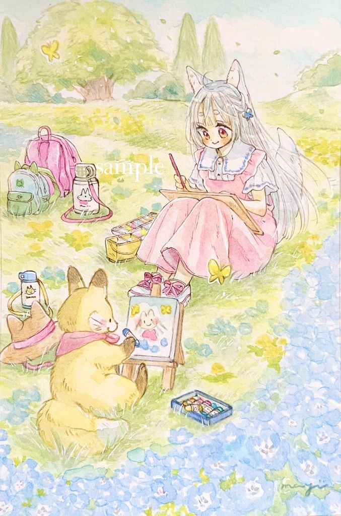 白狼ちゃんとキツネちゃん、スケッチに行く
