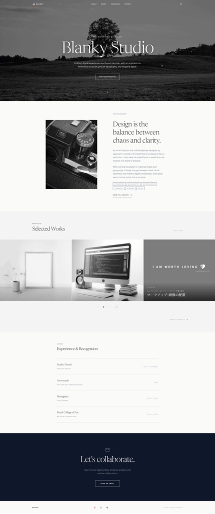 WordPressテーマ Blanky Studio — Blanky用ポートフォリオ子テーマ