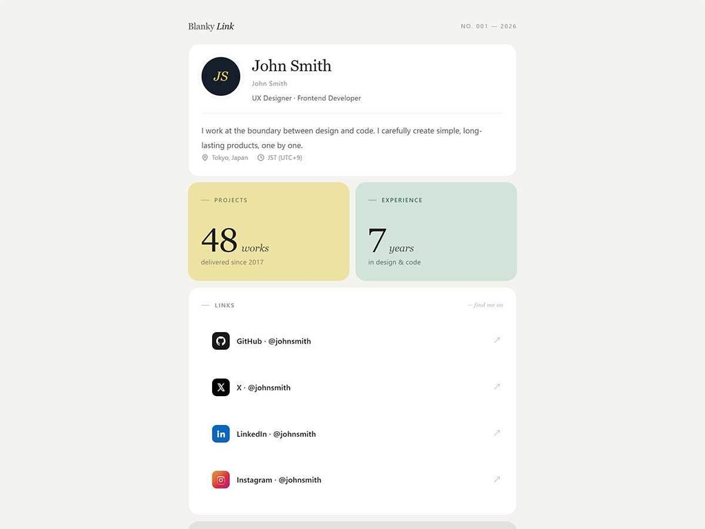 【WordPress】リンクインバイオ用テーマ　Blanky Link