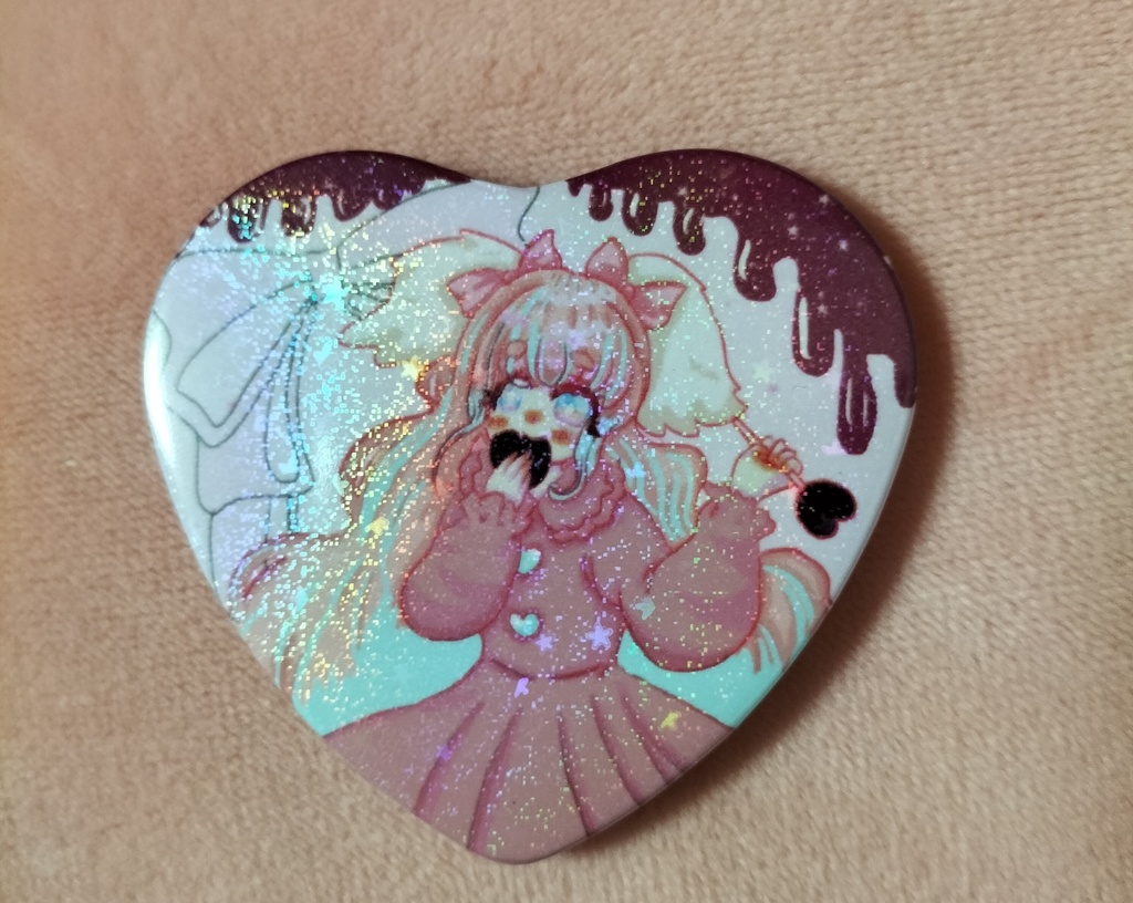 ショコラちゃんキラキラハート缶バッジ