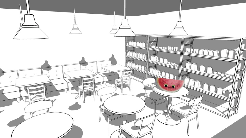 【VRChat】漫画のようなモノクロ家具セット(15点)