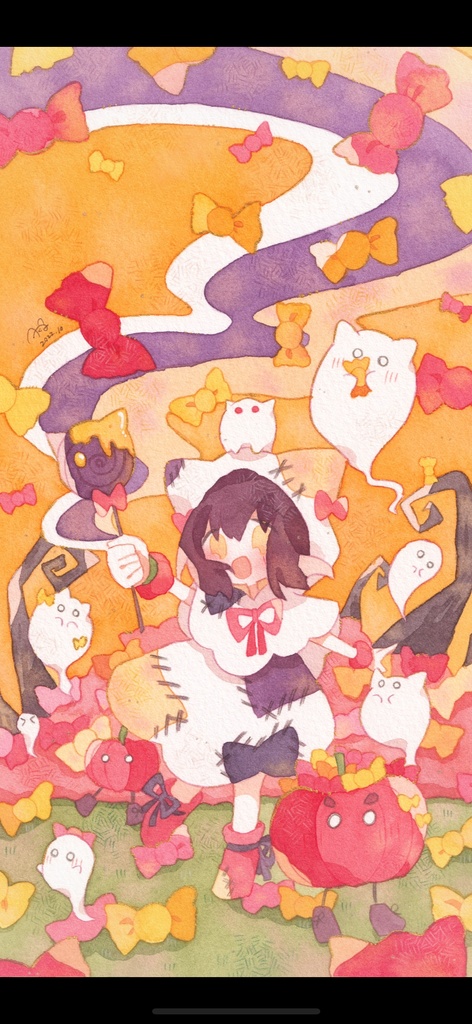 フレームレス原画「食べきれないくらい食べちゃお!」