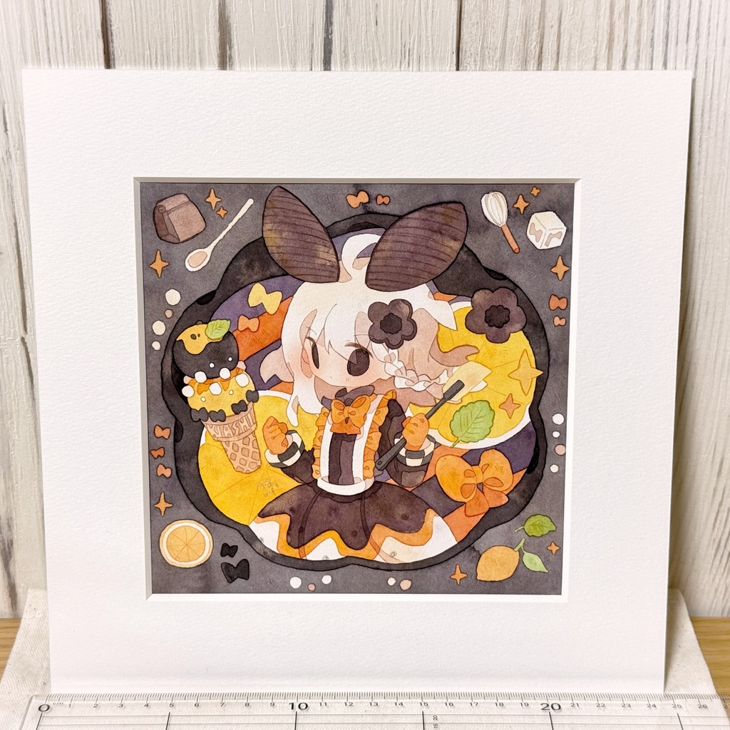 マット付き原画「キアシちゃんのアイスクリーム作り」