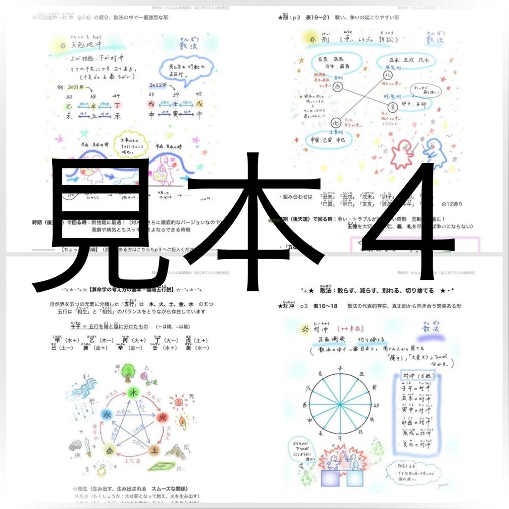 5、算命学・かんたん時期読み(はじめてさんの位相法)☆自分で記入して簡単な時期読みが出来る! ※DL商品です