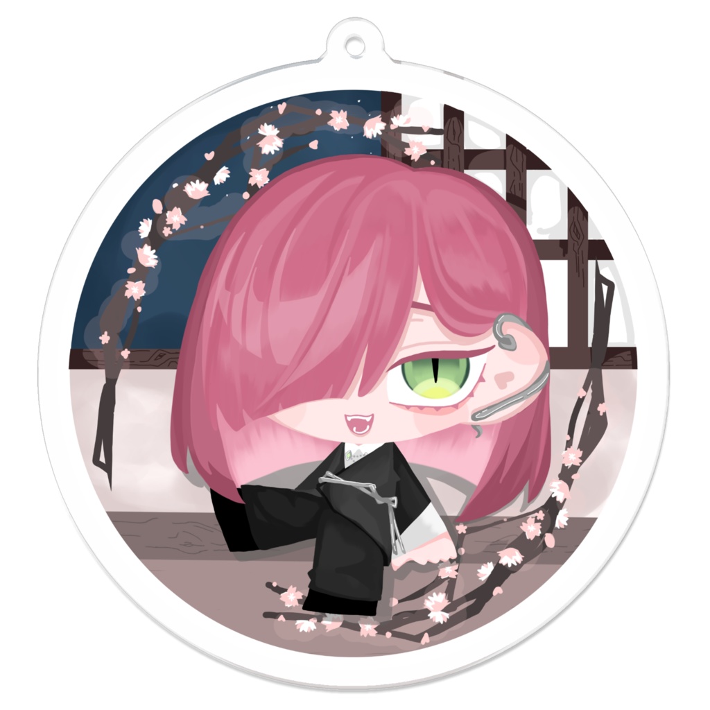 浅桜のまんまるアクリルキーホルダー