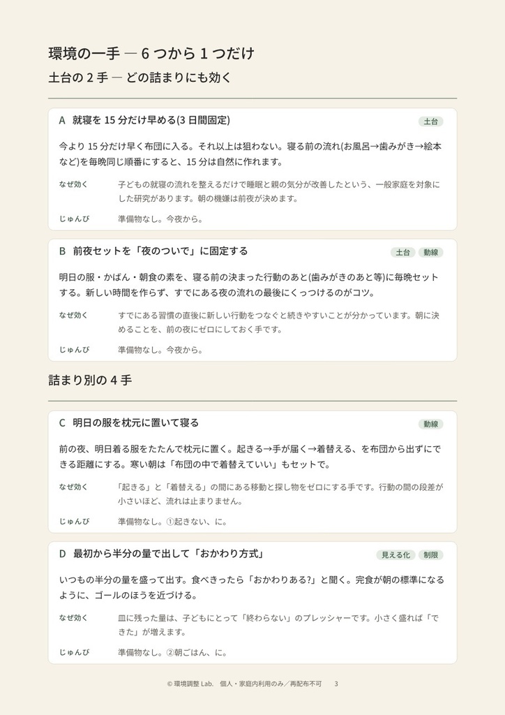 環境調整プログラム 朝の支度編 3日間お試し版【無料】