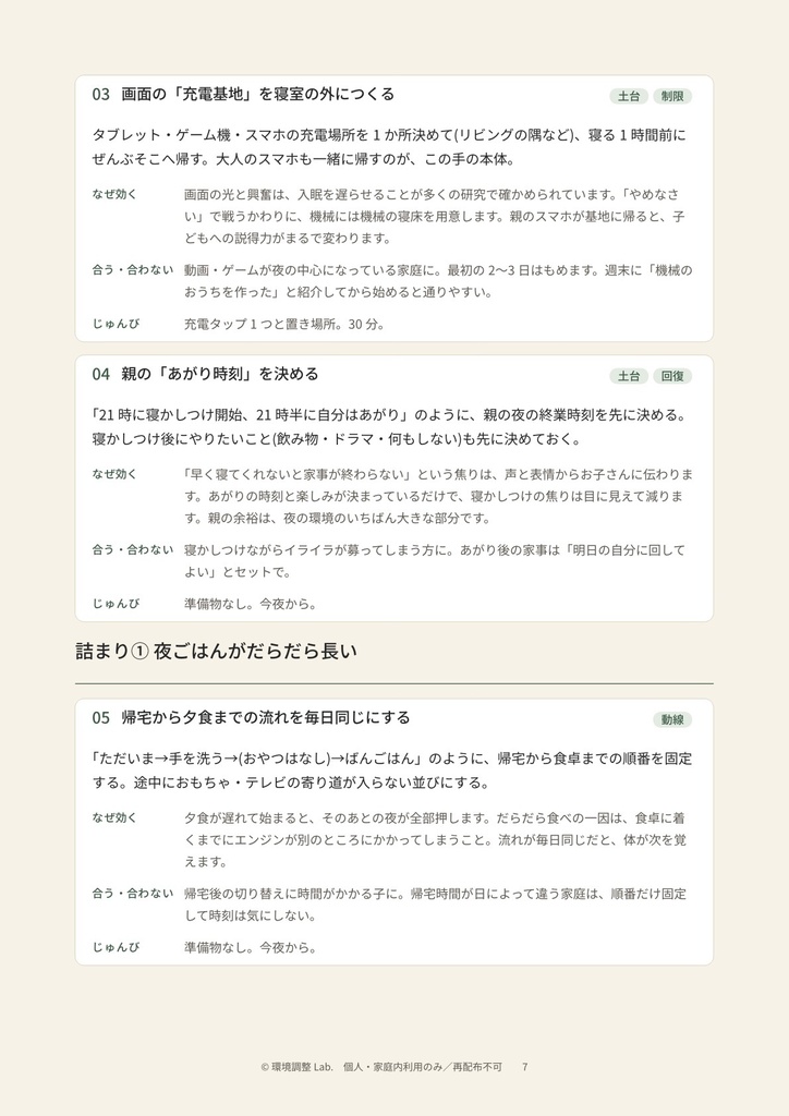 環境調整プログラム 寝かしつけ・夜じたく編 —「早く寝なさい」を減らす14日間ワークブック
