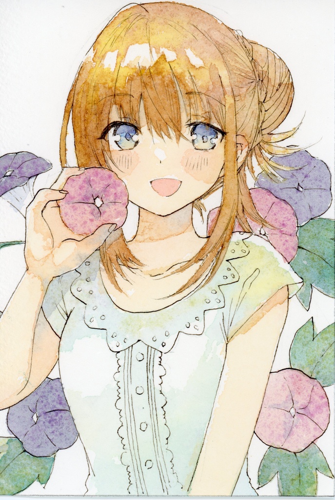 【水彩画】オリジナル　朝顔イラスト