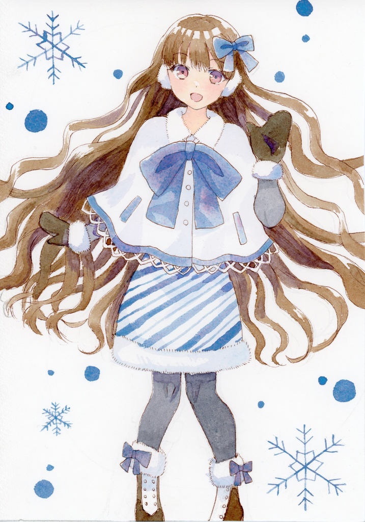 【水彩画】【原画】オリジナル　冬　イラスト　B5サイズ