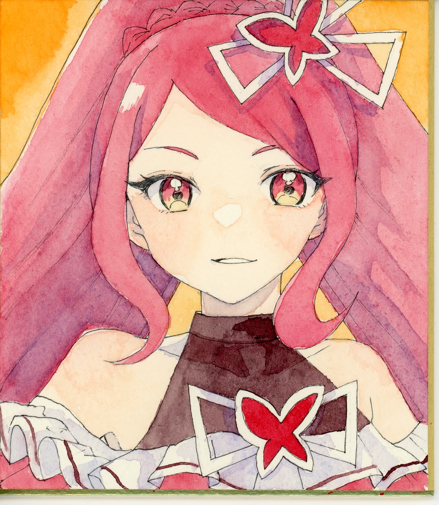 【水彩画】一条寺サクラ　寸松庵色紙イラスト