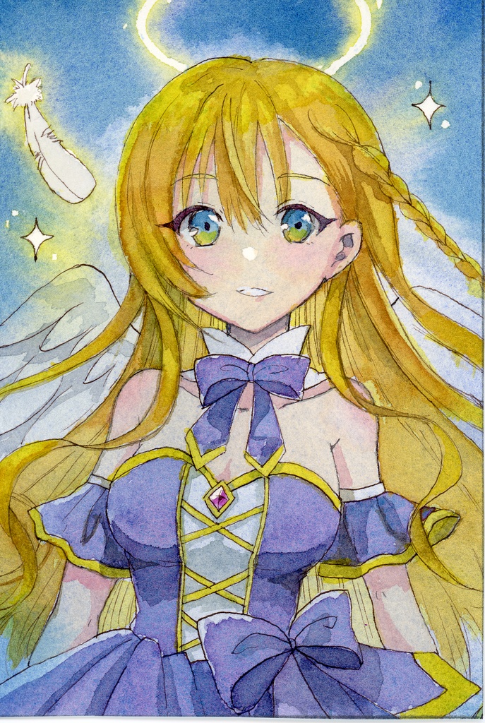 【水彩原画】天使　ポストカードイラスト