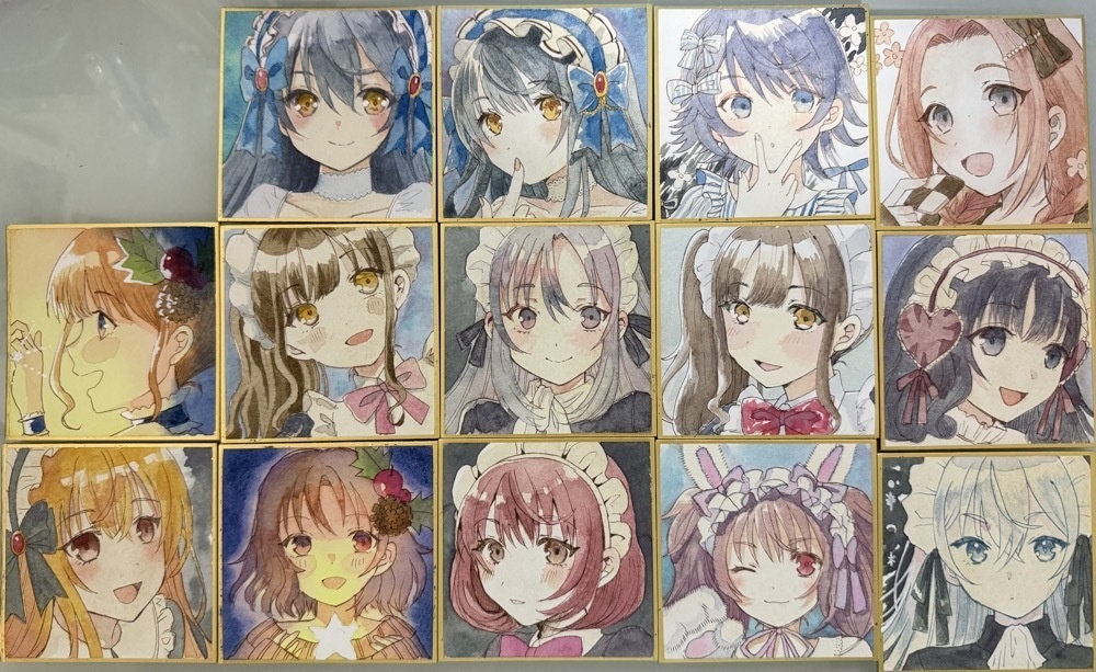 【水彩画】【豆色紙】オリジナルイラスト　セット