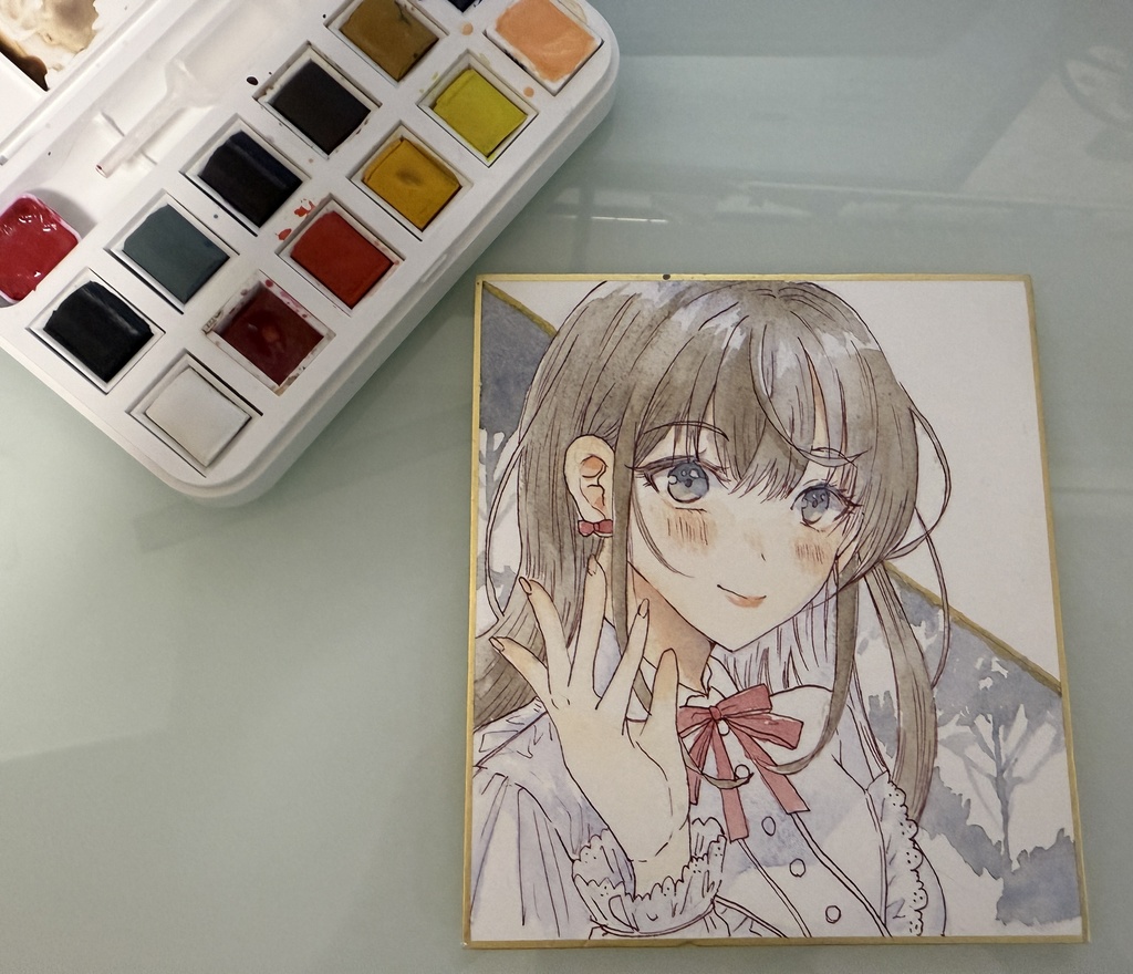 【水彩原画】オリジナル色紙　イラスト