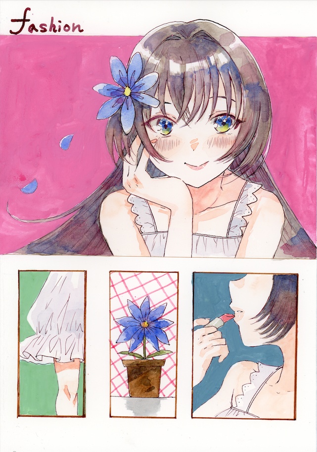 【水彩原画】オリジナル　fashion　B5サイズ　イラスト