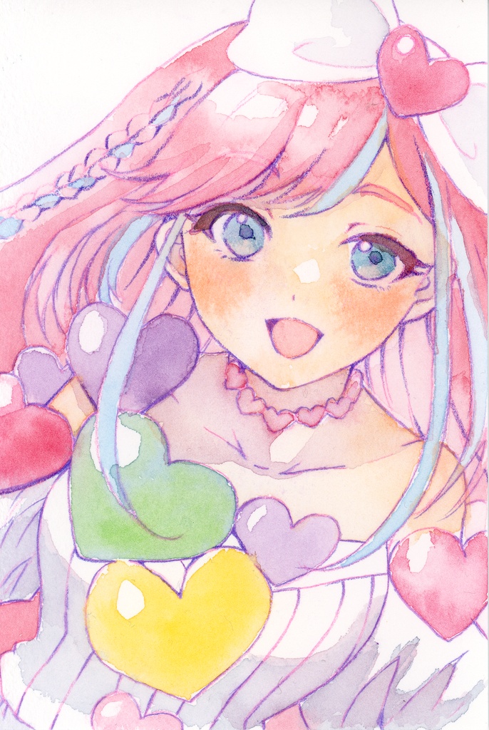 【水彩画】陽比野まつり　ポストカードイラスト