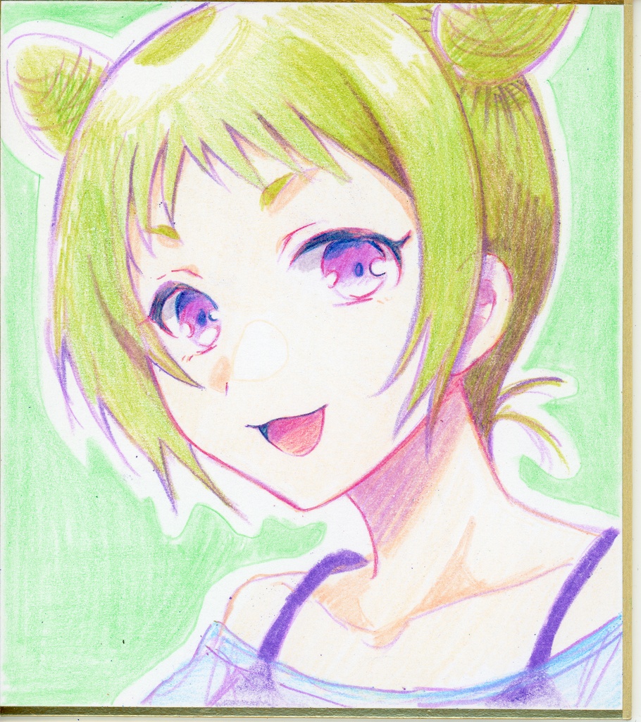 【色鉛筆】森園わかな　寸松庵色紙　イラスト