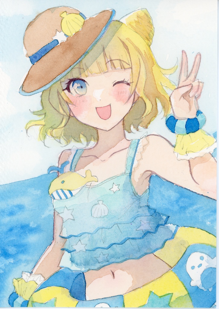 【水彩画】南みれぃ　イラスト　２L