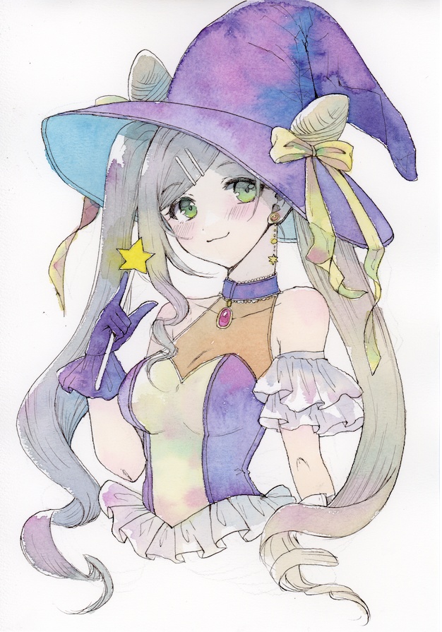 【水彩画】東坂ミオ　魔女コス　イラスト　B5サイズ