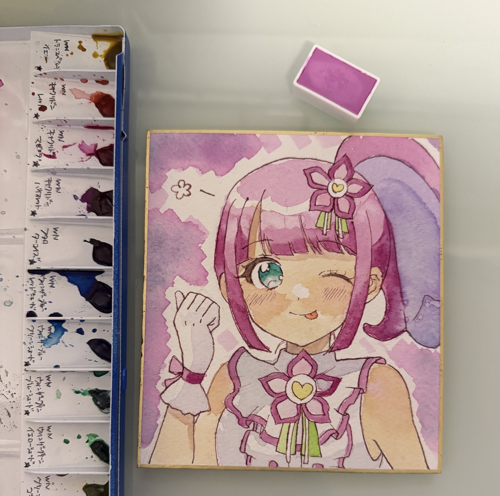 【水彩画】かのん　イラスト　色紙