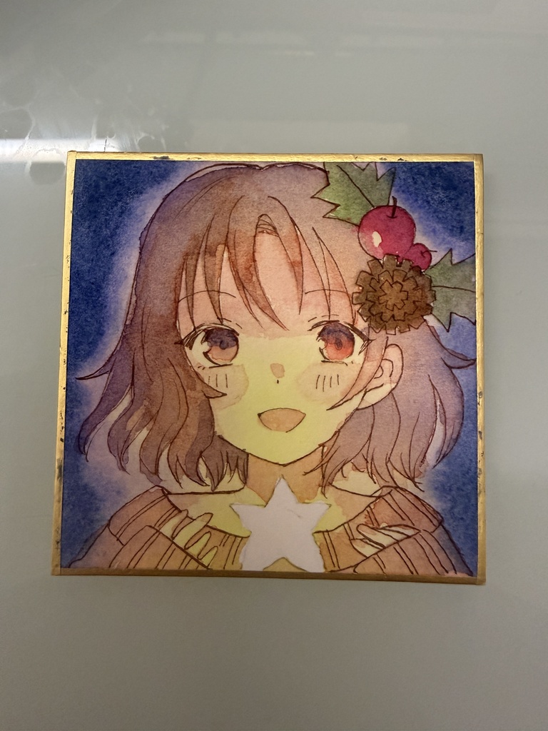 【水彩画】クリスマス　豆色紙イラスト