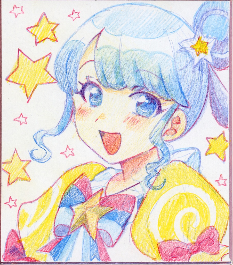 【色鉛筆画】ぴのん　寸松庵色紙イラスト