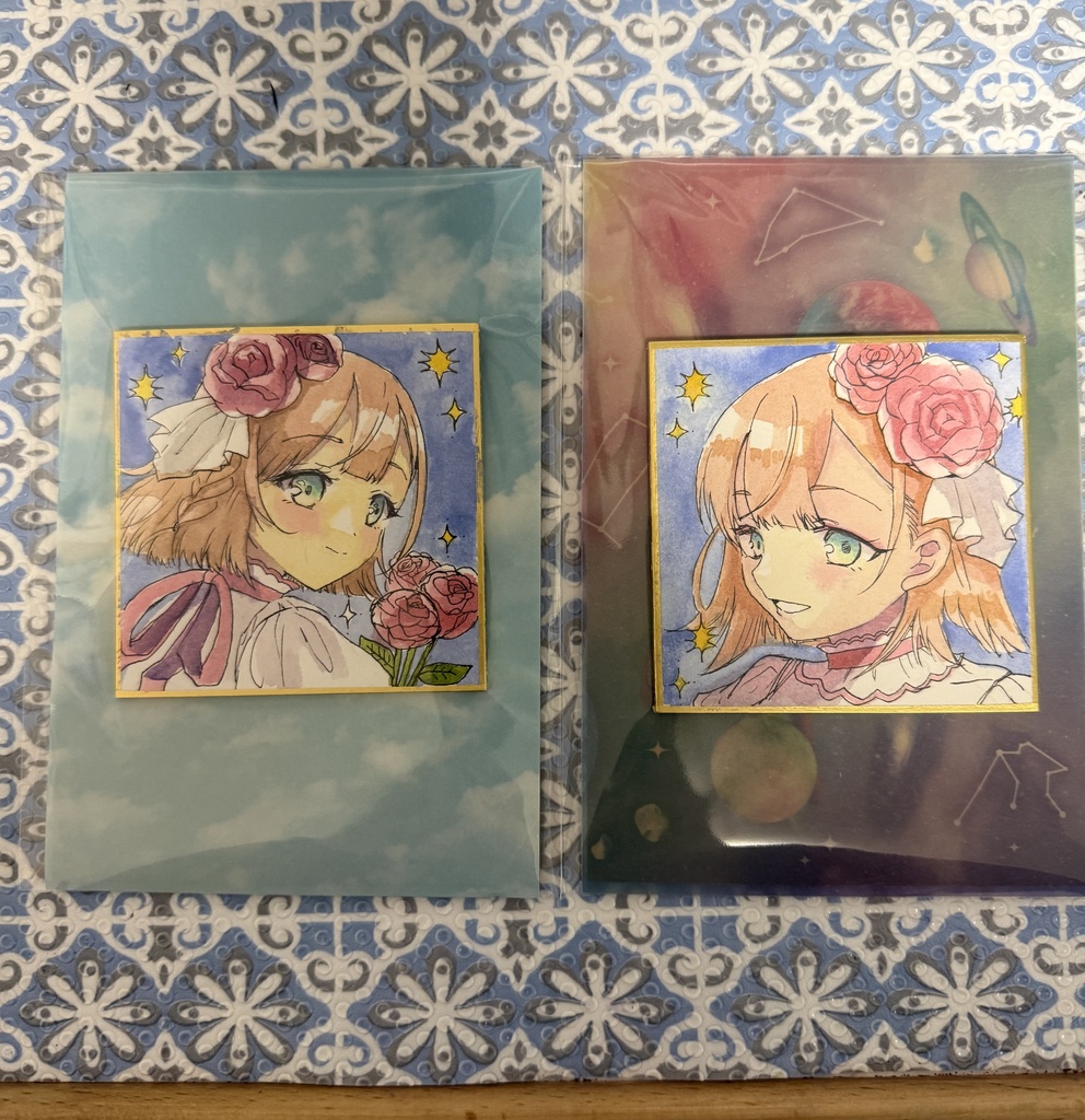 【原画色紙】星北ヒナノ　豆色紙イラスト
