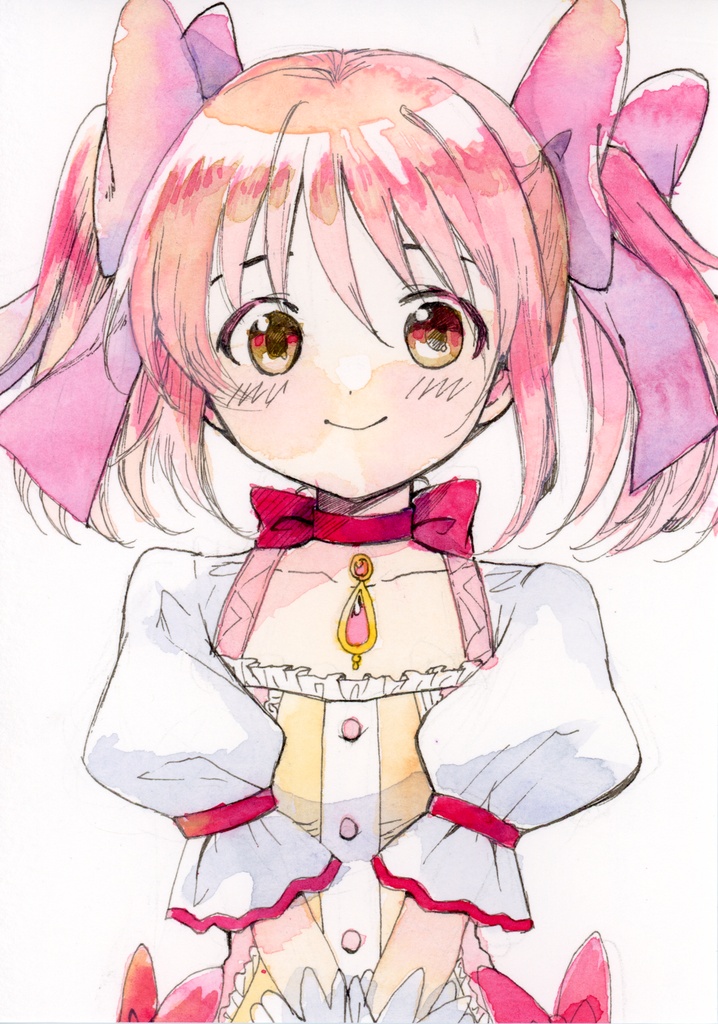 鹿目まどか　水彩画　原画イラスト　2L