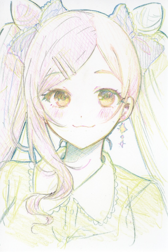 【色鉛筆】東坂ミオ　ポストカード原画イラスト（ラフ）