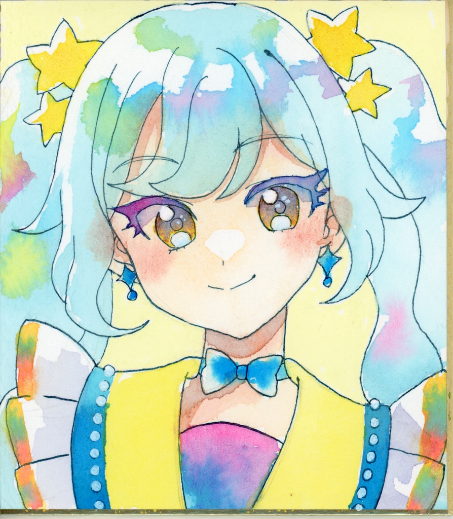【水彩＋アクリル】夢宮あおい　寸松庵色紙原画イラスト