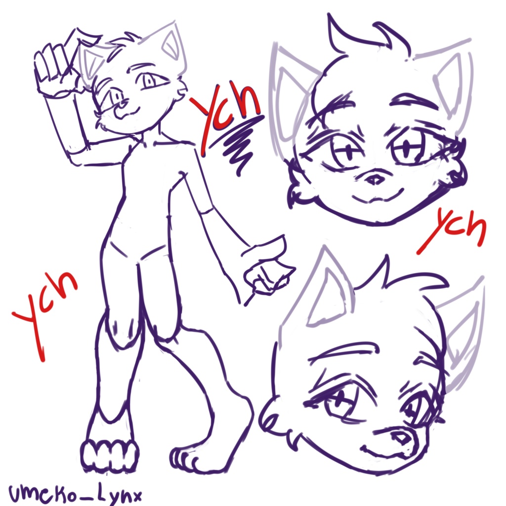 ケモノ・アニメYCHベース4種セット | Furry/Anime YCH Base Pack (4 Poses)
