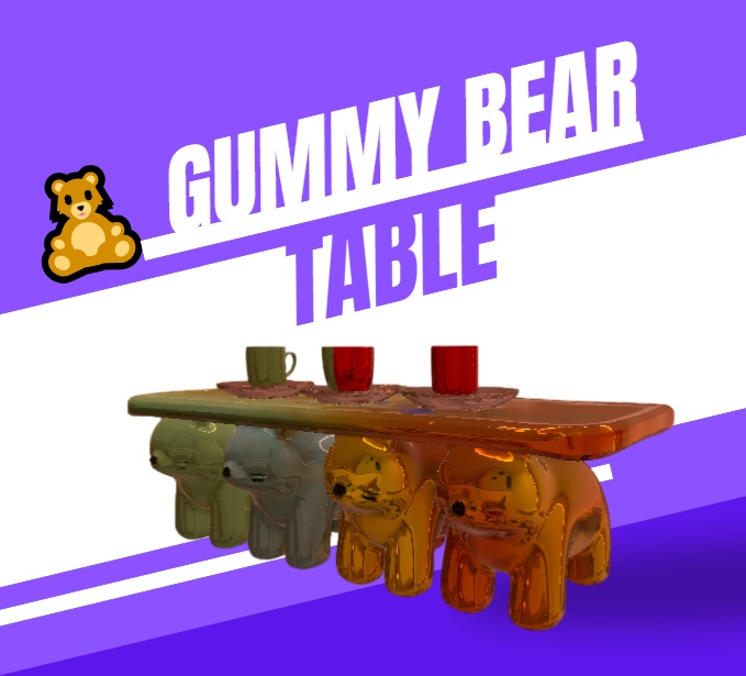 🧸 Gummy Bear Table – AI-Generated 3D Prop by Rainunik