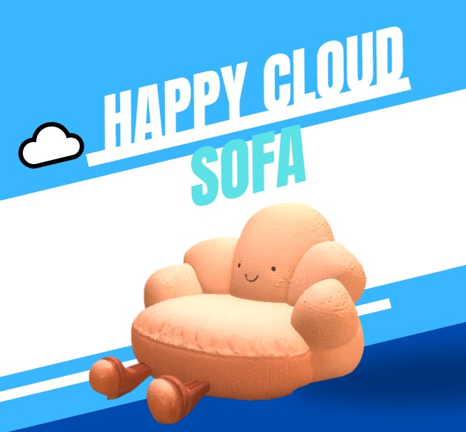 ☁️ Happy Cloud Sofa – AI-Generated 3D Prop by Rainunik
