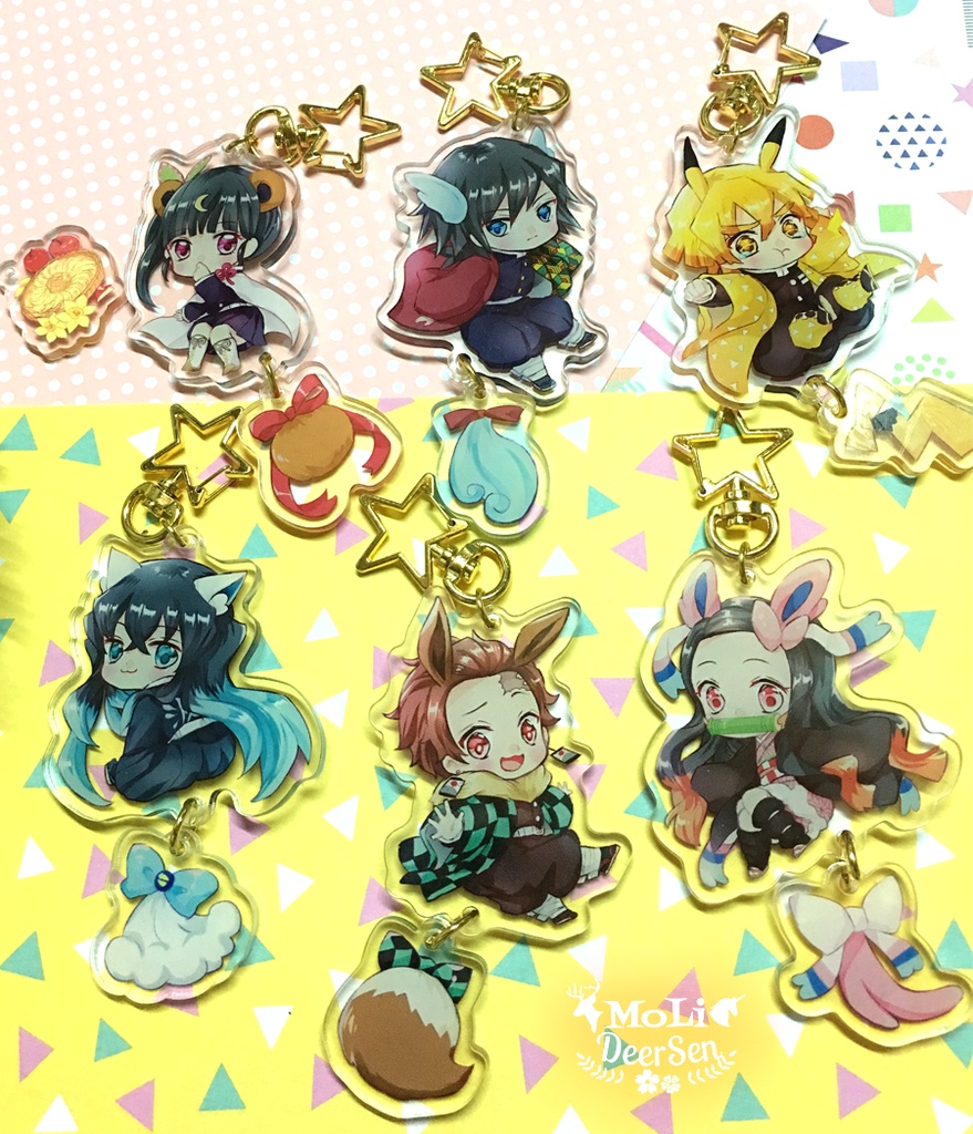 鬼滅の刃xポケモン アクリル つながるキーホルダー