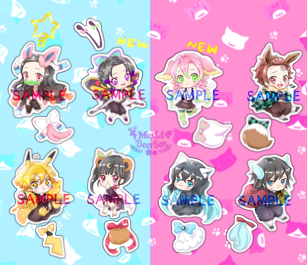 鬼滅の刃xポケモン アクリル つながるキーホルダー