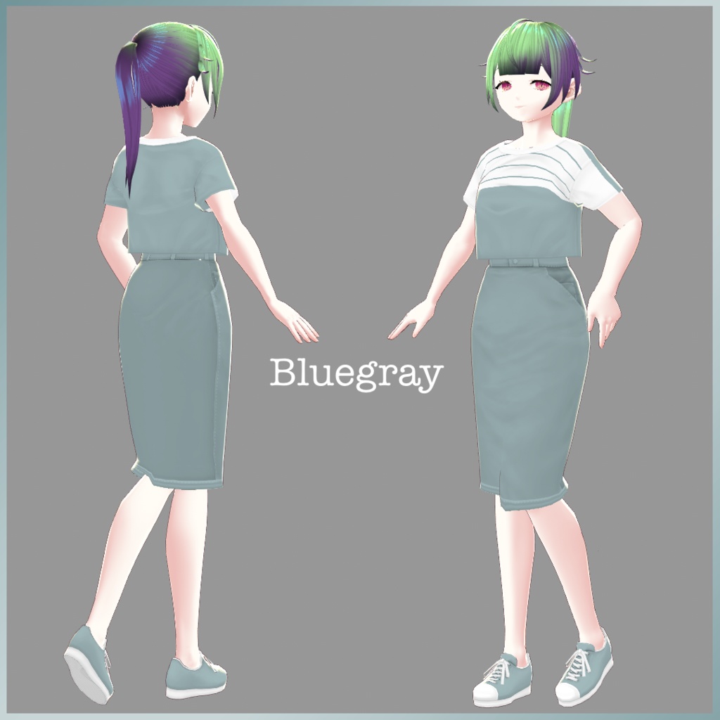 【VRoid(ベータ版)用衣装テクスチャ】ナチュラルストライプセット【無料版あり】