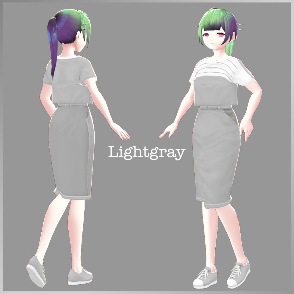 【VRoid(ベータ版)用衣装テクスチャ】ナチュラルストライプセット【無料版あり】