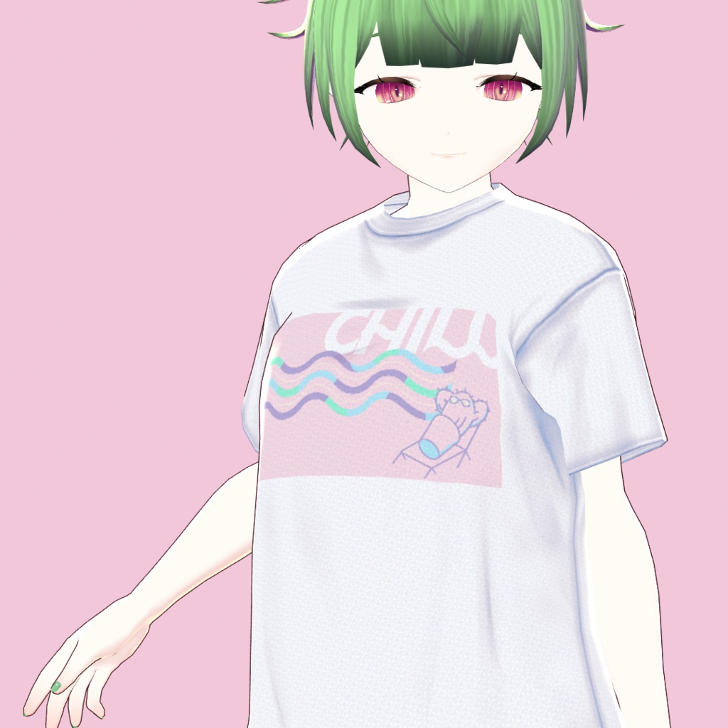【VRoid(ベータ版)用衣装テクスチャ】CHILLなサボテンTシャツテクスチャ【無料】