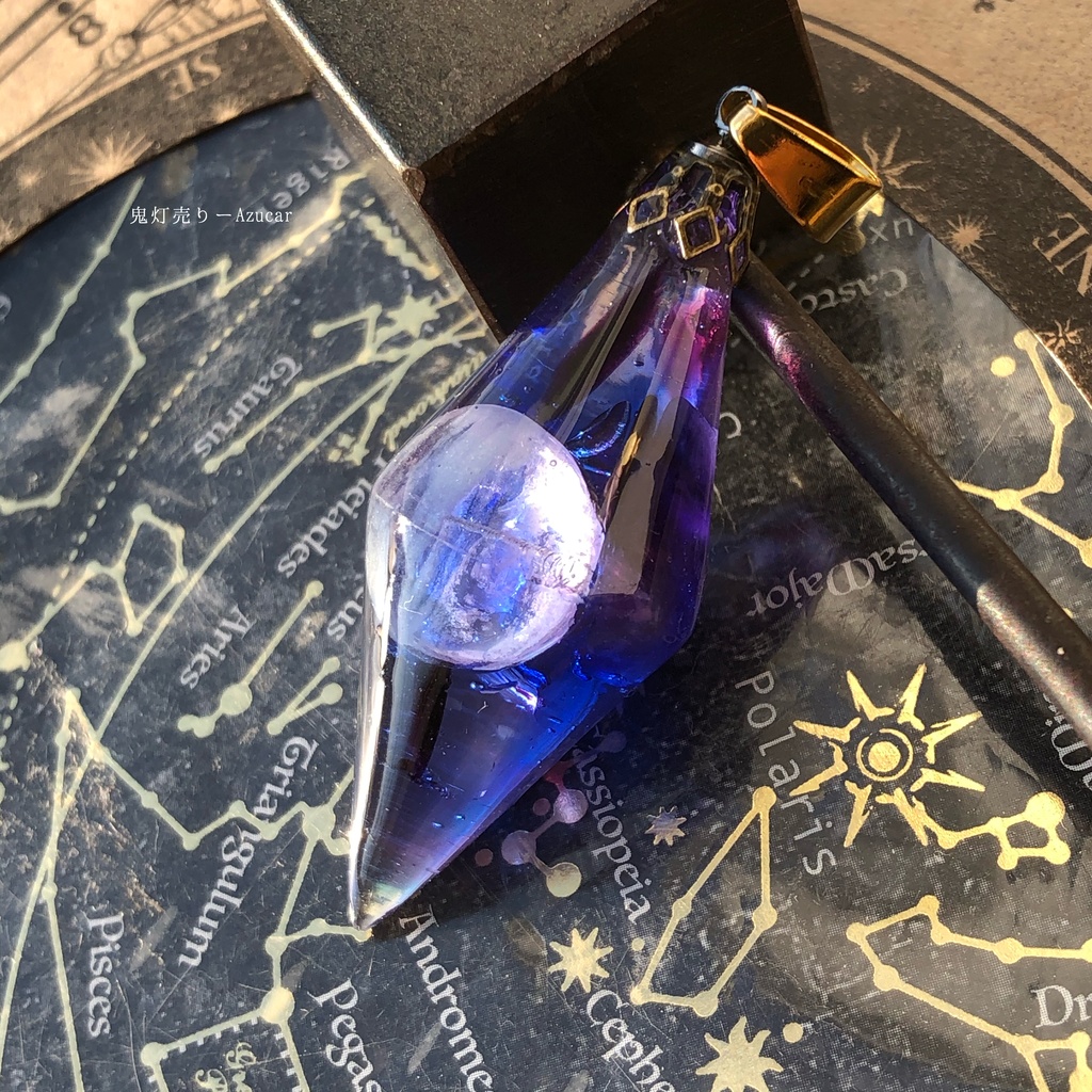 千年に一回の満月を。 蓄光アレキサンドライト 天然石アメジスト オルゴナイト ネックレス