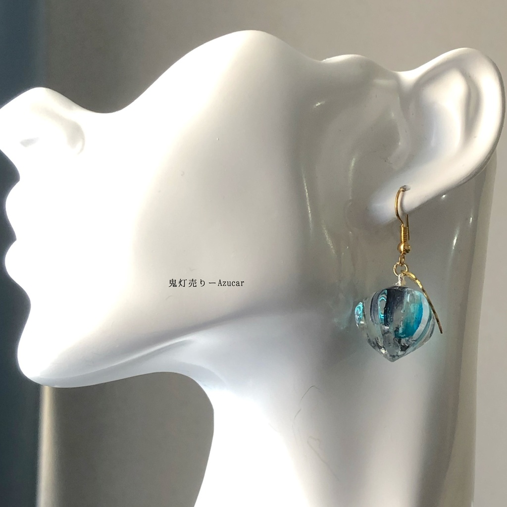 ひんやり氷の鬼灯 レジン鬼灯 チェコビーズ封入 和装小物 ピアス イヤリング