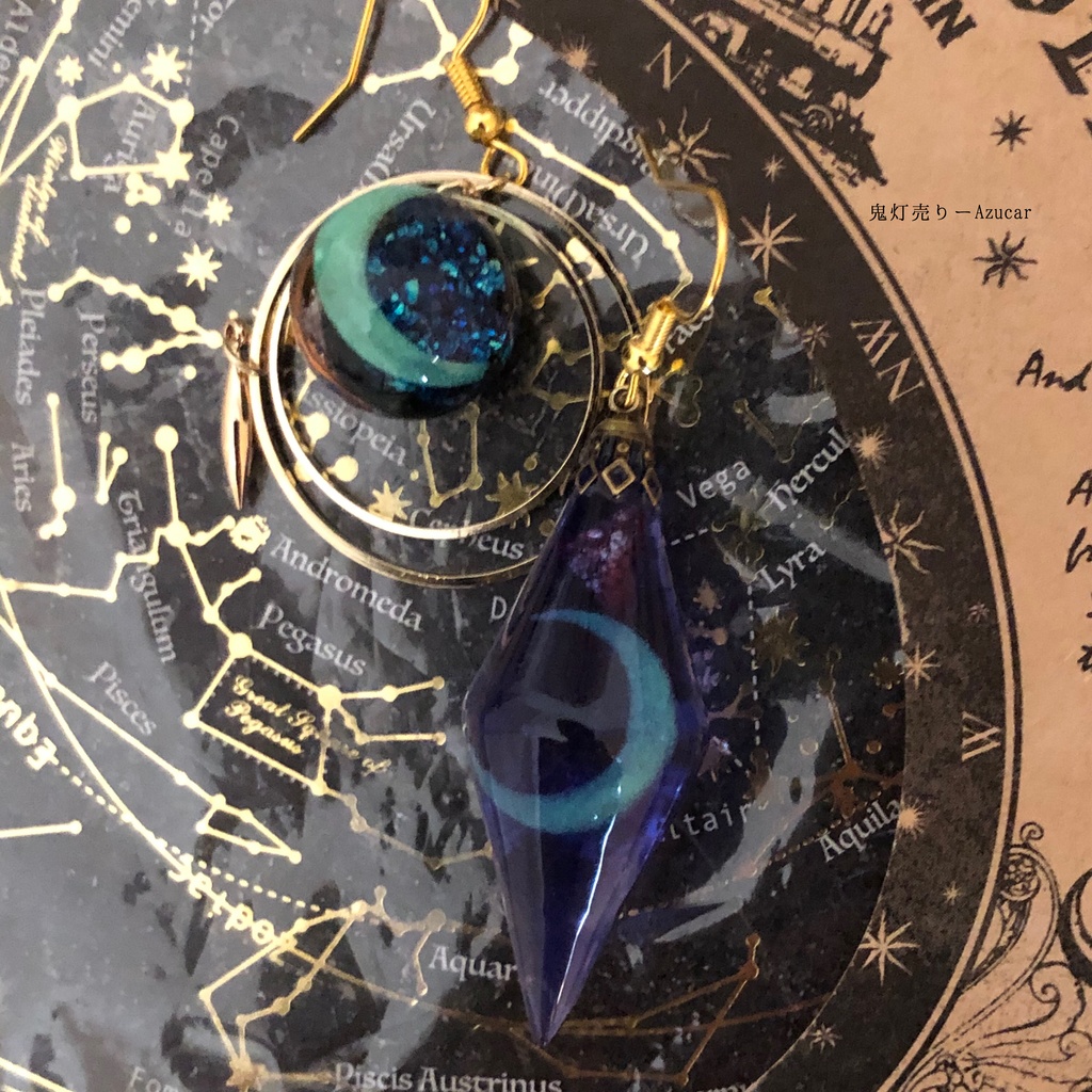 君と見た三日月 蓄光三日月 オルゴナイト ペンデュラム レジン鉱物 ネックレス