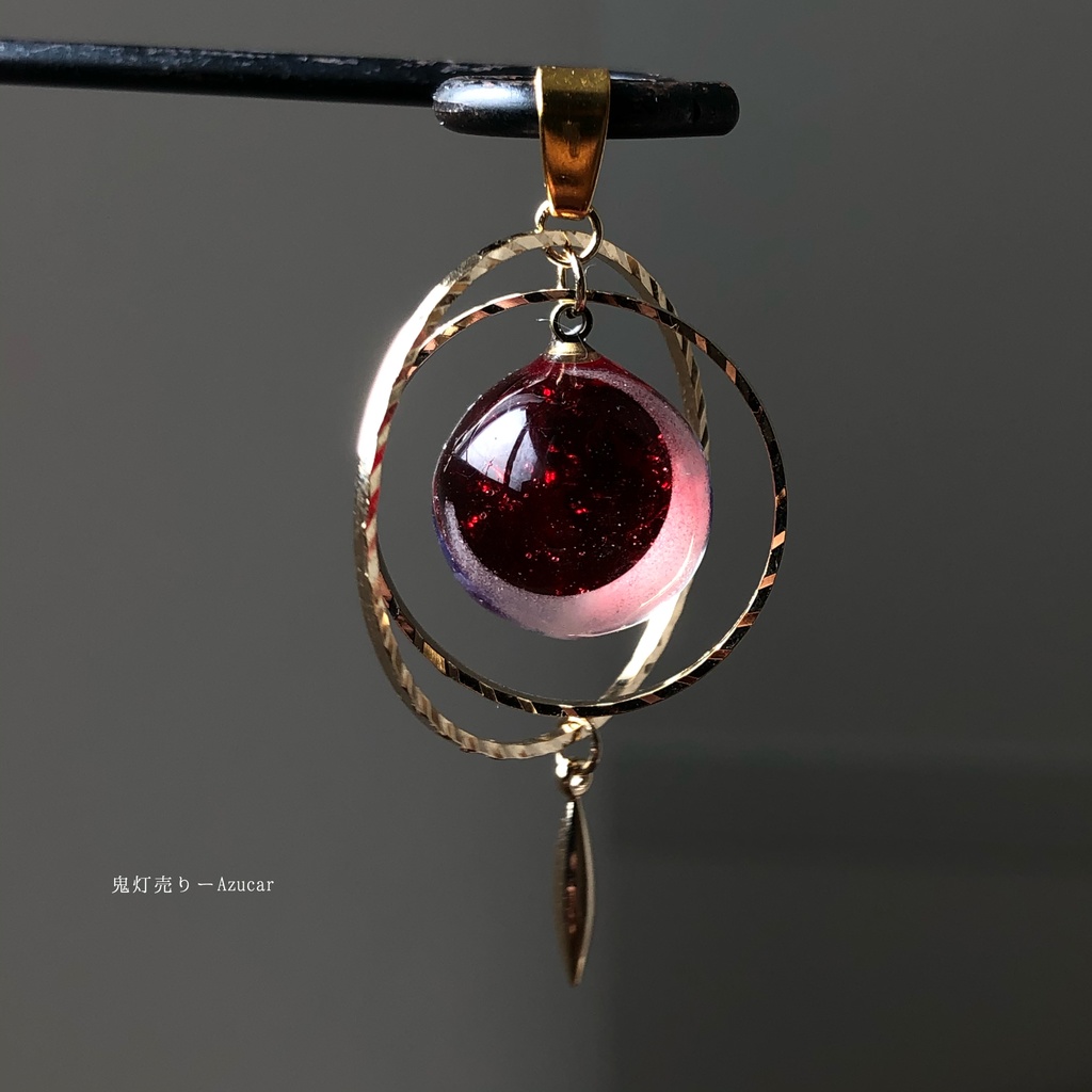 三日月サンセット 蓄光三日月 夕日version 天球儀 オルゴナイト ネックレス