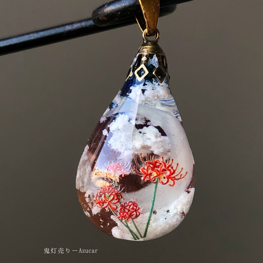 再販】三日月と夕焼け空に黄昏るお狐様と藤の花と蝶々 蓄光