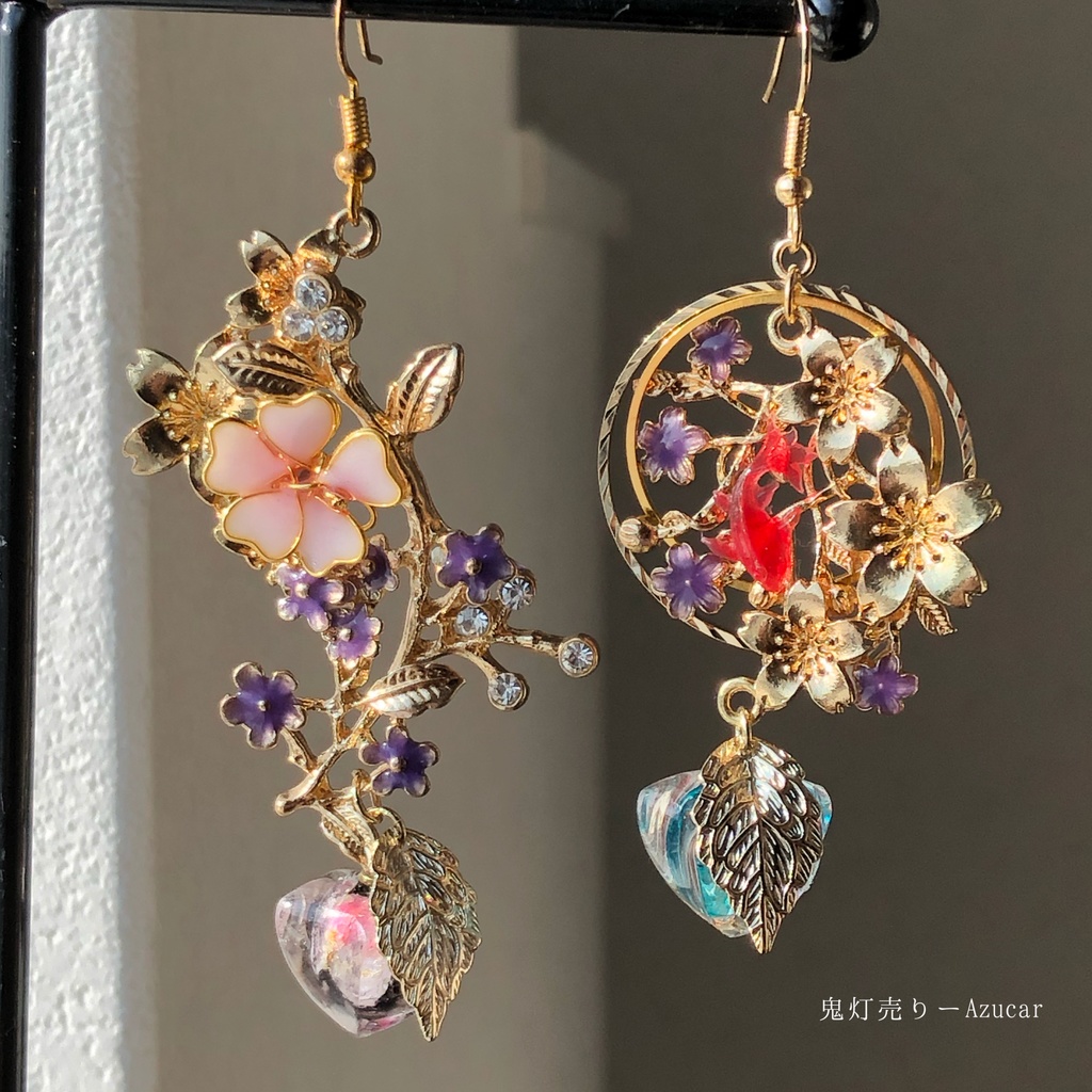 菖蒲 ディップアートフラワー ピアス/イヤリング 6xpFBlitsQ 