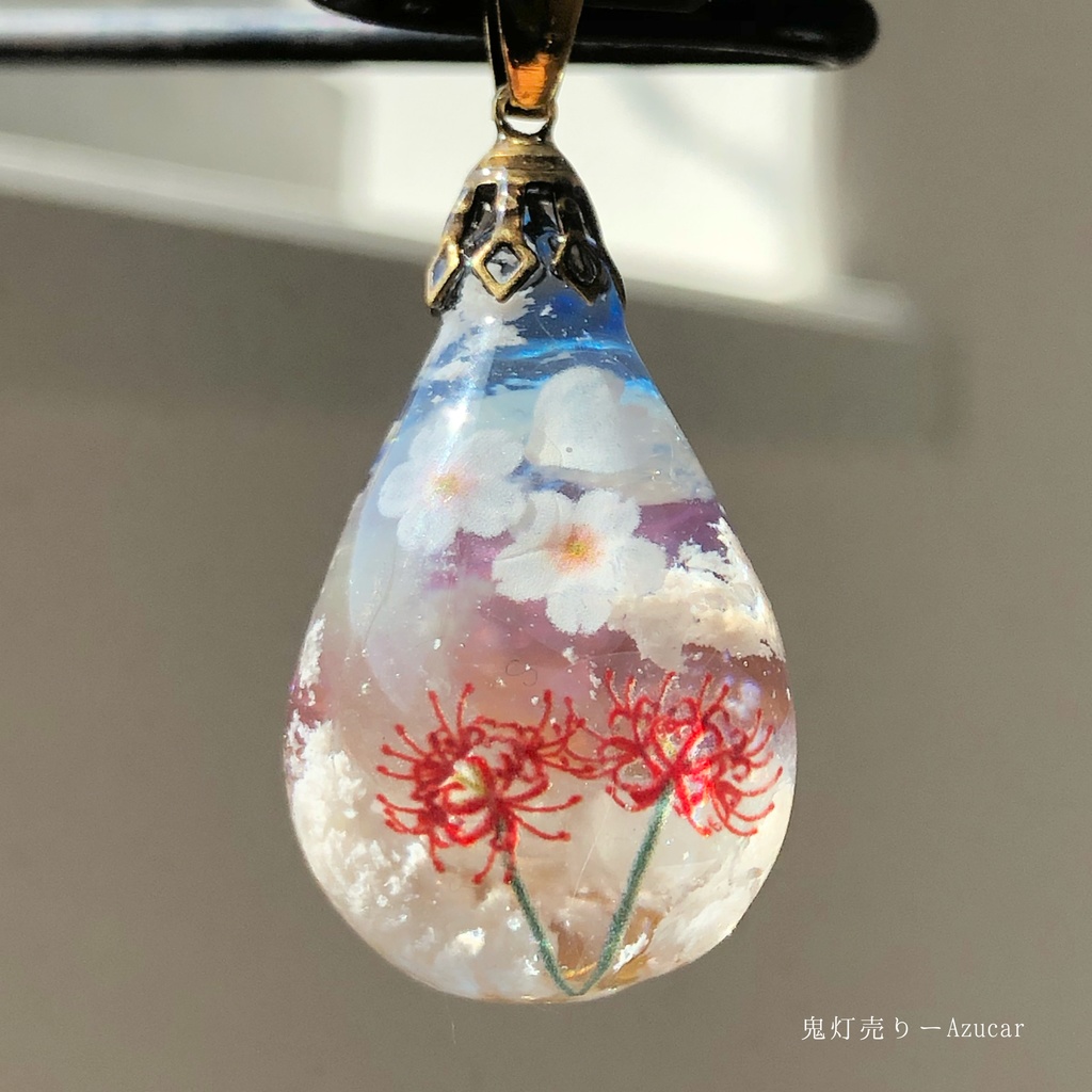 夕焼け空と三日月と桜。 雲レジン オルゴナイト ドロップレジン