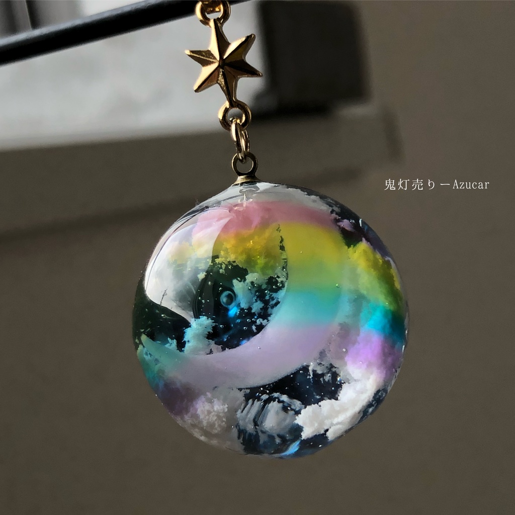 レジン 空玉 雲レジン 満月 夜空 たまご型 球体 ネックレス 匿名配送