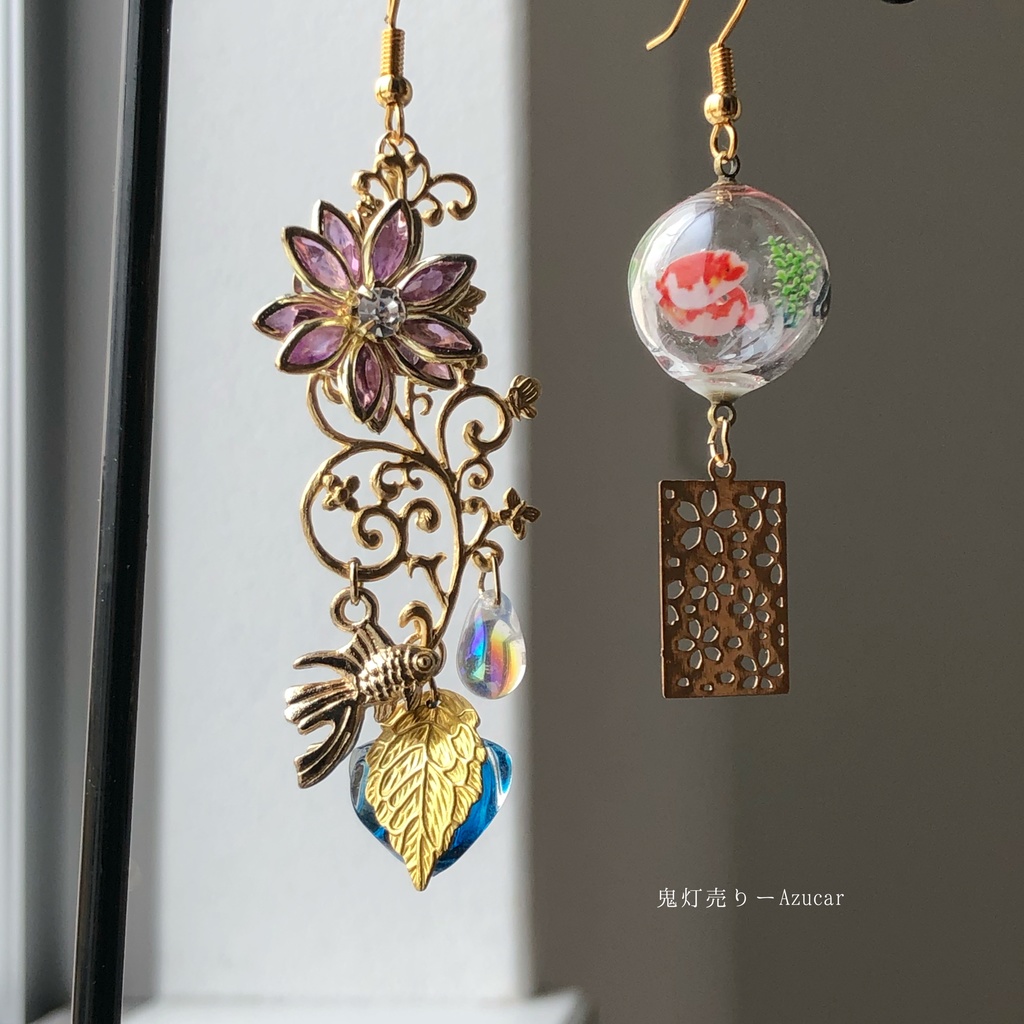 金魚 ピアス ハンドメイド 和風 菊の花 №1 | camillevieraservices.com